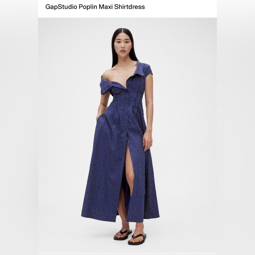 NWT GapStudio Poplin Shirtdress Navy Blue